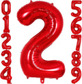 Red Number 2 Balloon 40 Inch, Big Large Foil Helium Number Balloons, Jumbo by AIQINHU