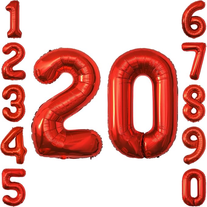 Red Number 20 Balloon 40 Inch, Foil Numeral by Unknown