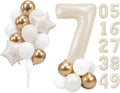 PartyWoo Beige Number 7 Balloon 40 Inch 25pcs White Sand Foil Star Gold | Foil by PartyWoo