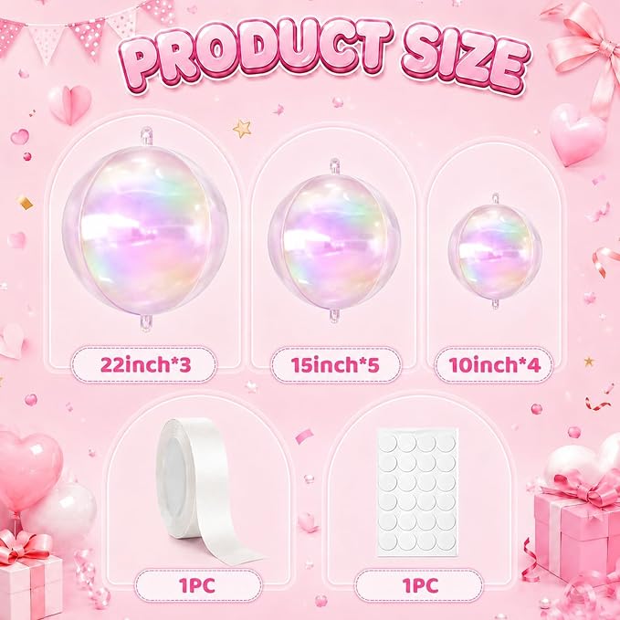 Iridescent Round Foil Balloons, Hanging Ceiling Balloons - Image 2