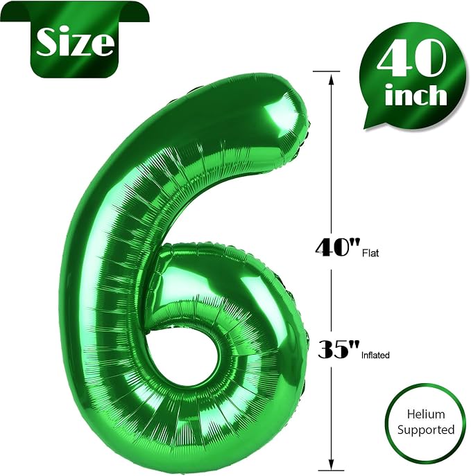 Green Number 6 Balloon 40 Inch - Image 5