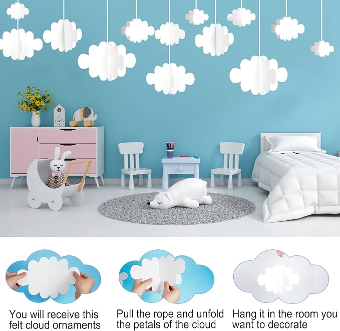 Ayfjovs 10pcs 3D Cloud Decoration Hanging Cloud - Image 4