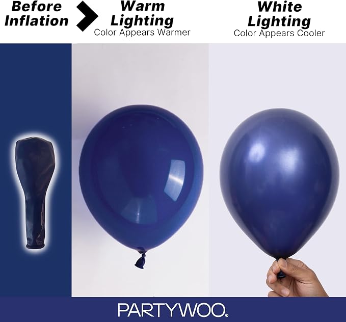 PartyWoo Navy Blue Balloons 100pcs Dark Blue Color 36 18 12 10 5 Inch | Balloons - Image 3