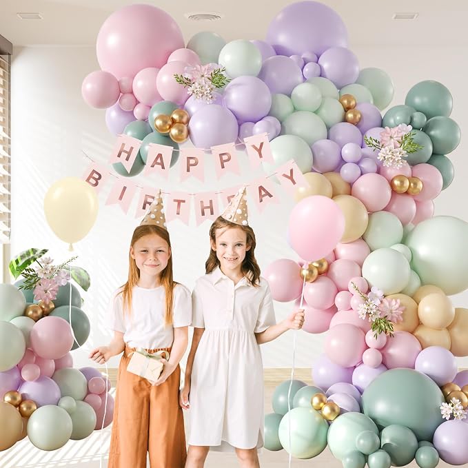 157pcs Pastel Pink and Purple Balloon Arch Garland Kit - Image 4