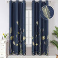 Blackout Curtains with Gold Palm Tree Wheat Pattern Thermal Insulated Elegant by ESTELARTEXTILER