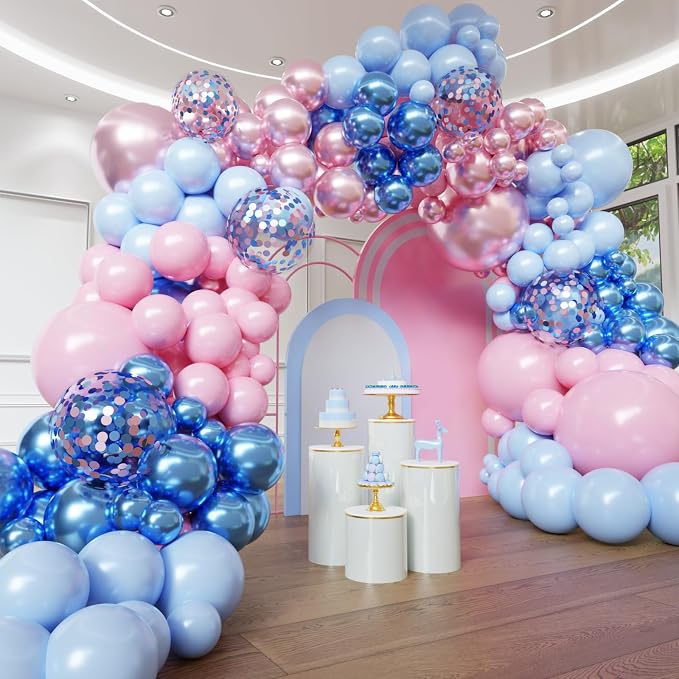 Pink and Blue Balloon Arch Kit, Birthday Decoration by YMSZ