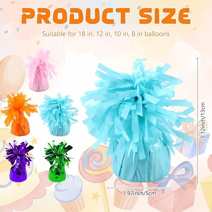 6 Pack Baby Blue Balloon Weights Metallic Holder Anchors Balloon Holder Weights - Image 2