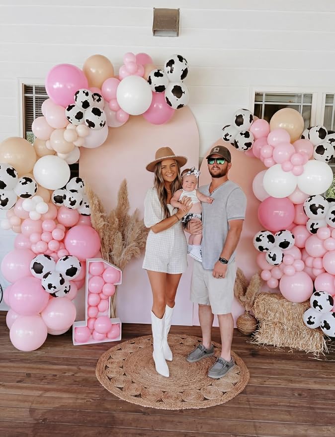 Cow Print Balloons, Pastel Pink, Nude & White Latex Balloon - Image 2