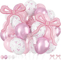 Pink Bow Balloons, 12Inch Pastel Light Pink and Bow Print Balloon by Froova