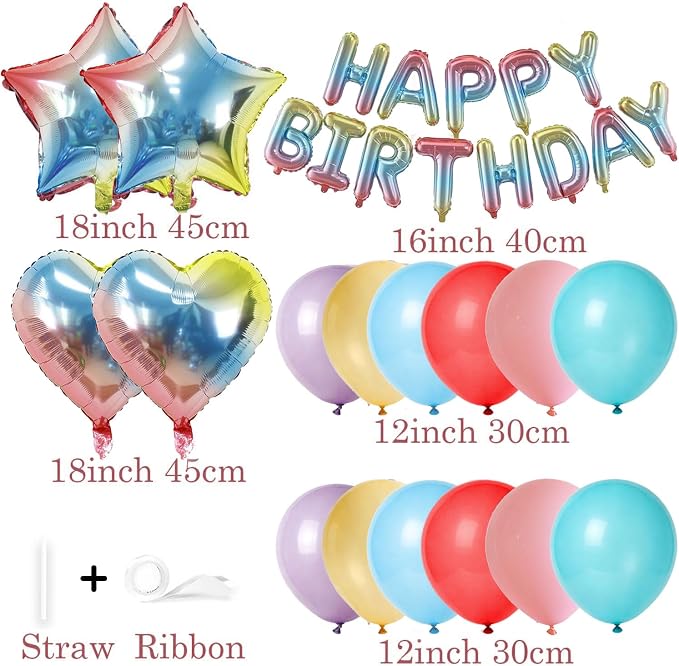 27 Pcs Iridescent Birthday Decorations, 3D Letters Iridescent Happy Birthday - Image 3