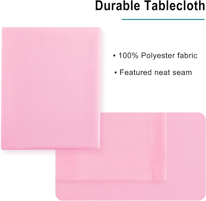 Hiasan Pink Tablecloth Square - Washable Waterproof Fabric Table Cloth for Card Tables, Party and Dining, 30 x 30 Inch