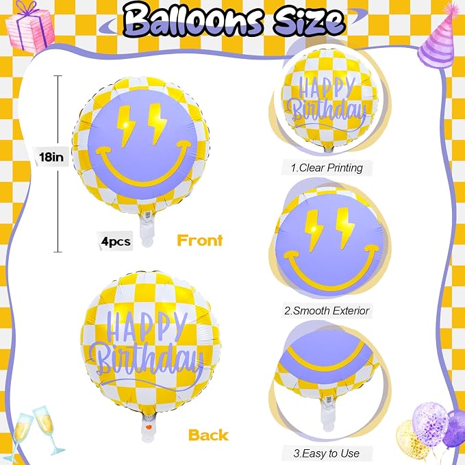 18 Inch Smile Face Birthday Foil Balloons - Image 2