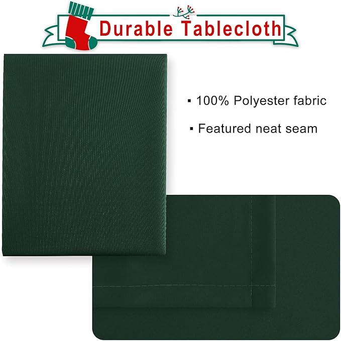 Hiasan Square Tablecloth - Spillproof and Waterproof Washable Table Cloth for Dining Room Kitchen Birthday Party, Hunter Green, 54 x 54 Inch