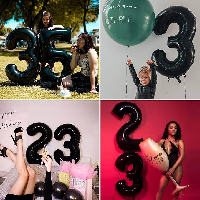 40 Inch Black Number 7 Balloons Helium Giant Black 7 Balloons - Image 6