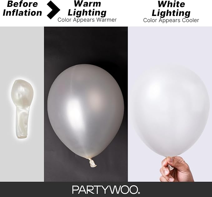 PartyWoo Pearl White Balloons 128pcs Different Sizes Pack of 18 12 10 5 Inch - Image 3