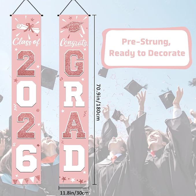 Graduation Decorations 2026, Graduation Banner Class of 2026, Congrats Grad - Image 3