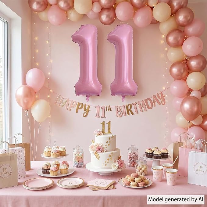 Pearlescent Pink Number 11 Balloon 40 Inch, Pastel Foil - Image 7