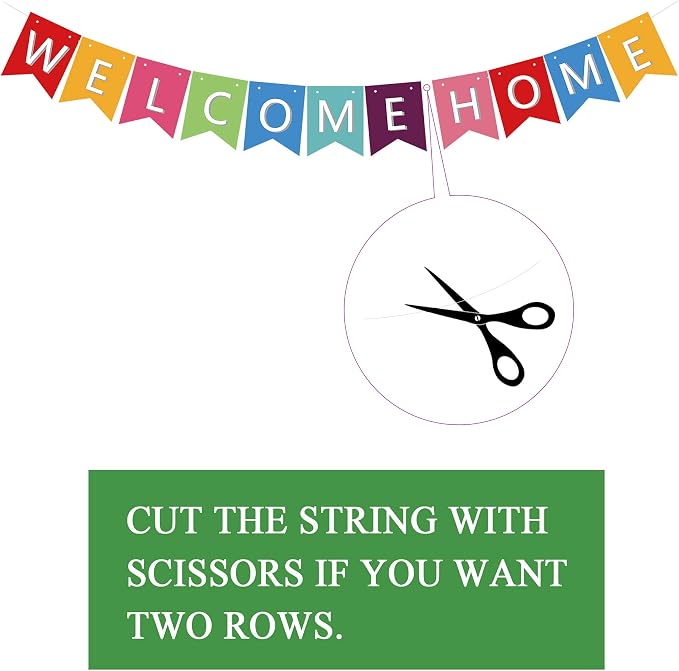 Pre Strung Welcome Home Banner, Colorful Paper Welcome Home Sign Decoration - Image 4