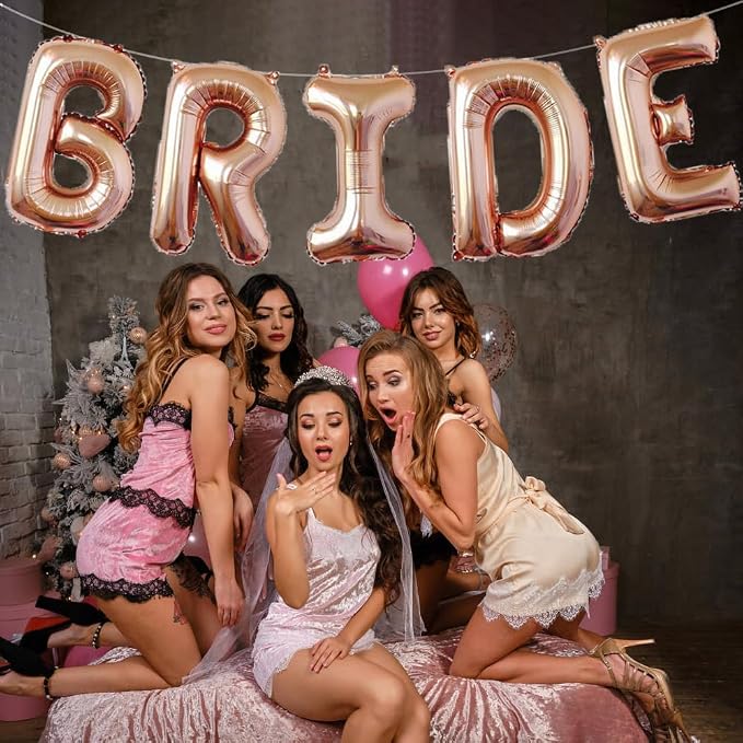 Rose Gold Wedding Balloon Bride Balloons Bridal Shower Letter Balloons - Image 6