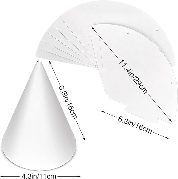 WEOXPR White Paper Party Hats for Birthday, Decorative Bulk Cone Hat for Adults - Image 2