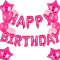 Happy Birthday Balloon Banner Hot Pink Star Balloons Pink Themed 25 Pcs | 16 by GGDE
