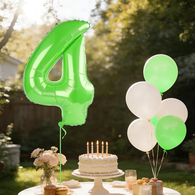 40 Inch Number 4 Balloons for 4th Birthday Party Decorations, 0-100 Fruit Green - Image 3