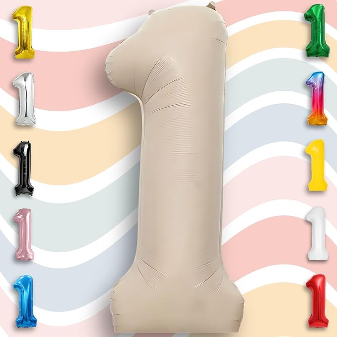 Caramel Number Balloon 1 Mylar Foil Balloons 40 inch - Image 4