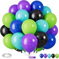 Green Purple Blue Balloons, 12 Inch Purple Green Teal Black Latex Balloons by Saxuxu