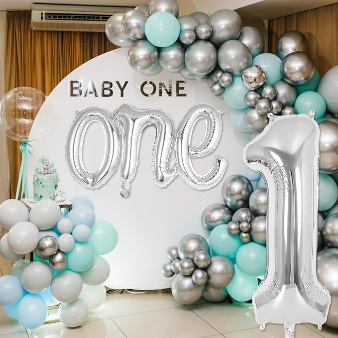 2 Pcs One Balloon Set, 40 Inch Number 1 Balloon and 41 Inch Script Letter One - Image 5