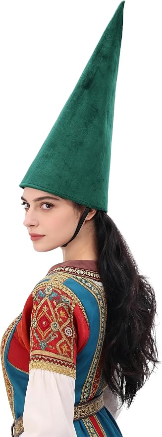 Medieval Pointed Cone Hat Renaissance Dwarf Elf Headwear - Image 2