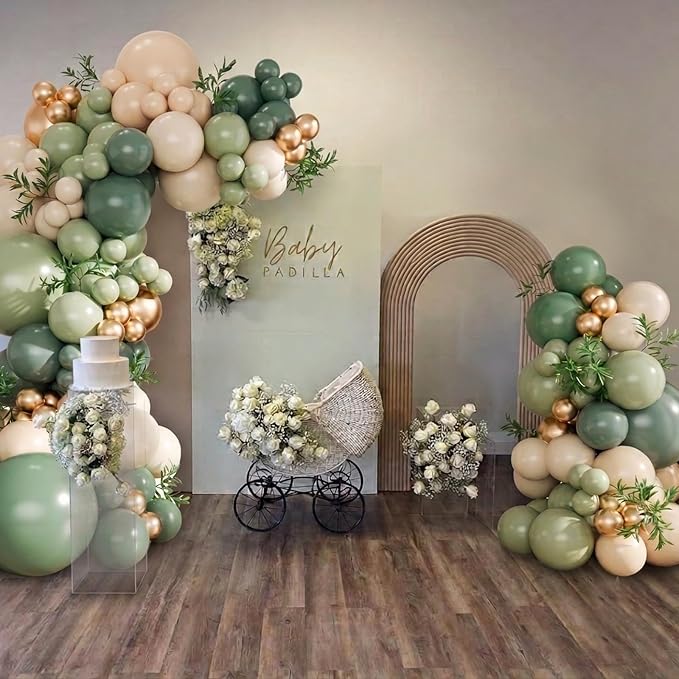 Sage Green Balloon Arch Kit for Wild One Woodland Party Decorations | Green - Image 3