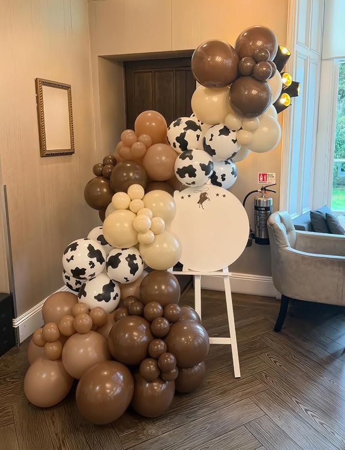 Western Cow Print Balloon Arch Kit, Cowboy Party Decorations | 134 Pcs Brown - Image 5