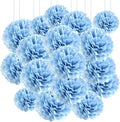 Qimoo 20pcs Lake Blue Paper Pom Poms Decorations, DIY Decorative Tissue Paper by QIMOO
