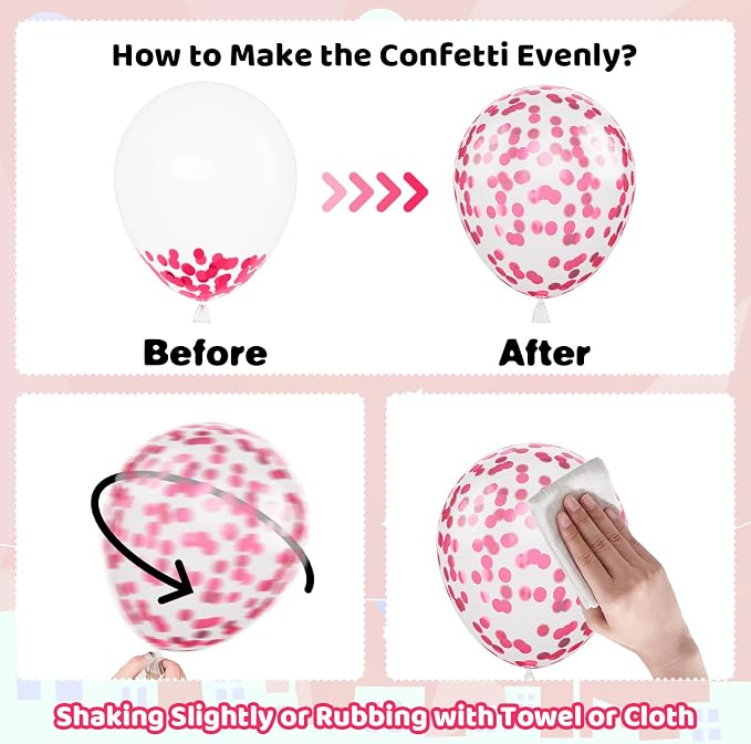 Paready Pink Balloons Set, 12 Inch Confetti Balloon Metallic Silver Party - Image 9