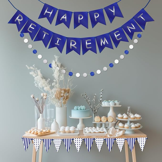 Happy Retirement Banner Assembled GAGAKU Blue and Silver Retirement Party - Image 4