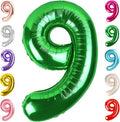9 Balloon Numbers Birthday Decorations, 40In Green Balloons by Mluchee