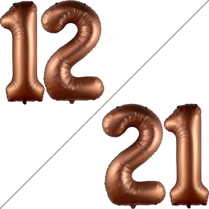KatchOn Coffee Brown Number 12 Balloon 40 Inch, 12th Birthday Balloon Decor | - Image 2