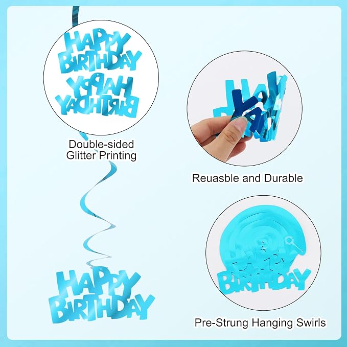 BEISHIDA 12 Pcs Happy Birthday Hanging Swirl Decorations - Image 3