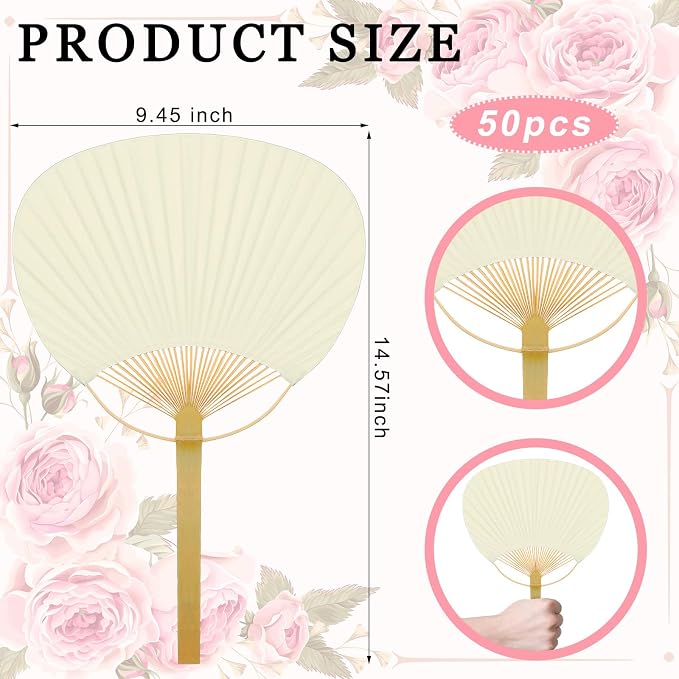 Geelin 50 Pcs Wedding Hand Fans - Image 2