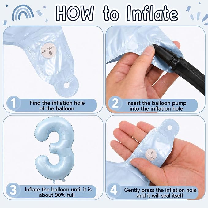 Baby Blue Number 14 Balloon 40 Inch, Sky Pastel Foil Digits Party Supplies | - Image 5