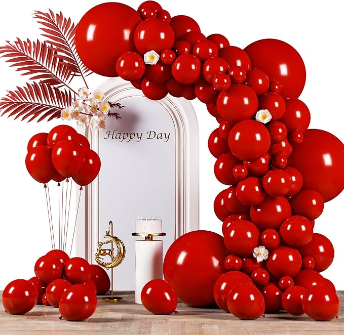Voircoloria 130pcs Ruby Red Balloons Garland Arch Kit, 18 12 10 5 Inch | by Voircoloria