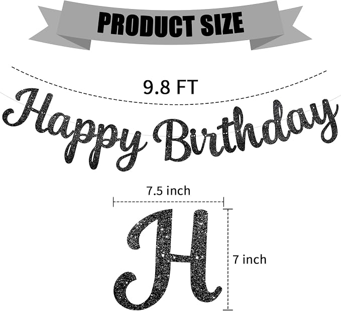 Black Happy Birthday Banner - Image 6