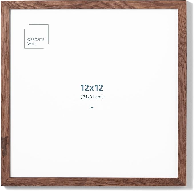 Opposite Wall - 12x12 in - Dark Solid Oak Wood Picture Frame - Lightweight, Versatile & Shatterproof - Wall Hanging Poster or Photo Frame - Wall Decor for Office, Gallery & Home