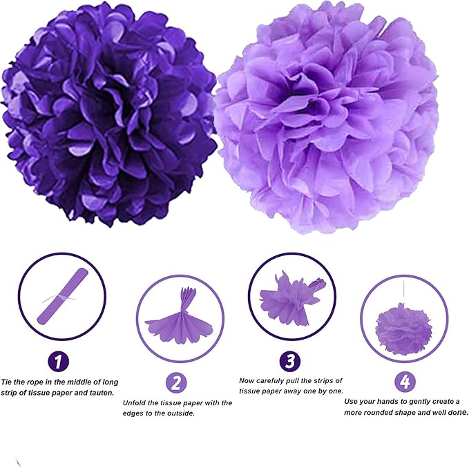 We Moment Purple Paper Pom Poms Decorations - Image 3