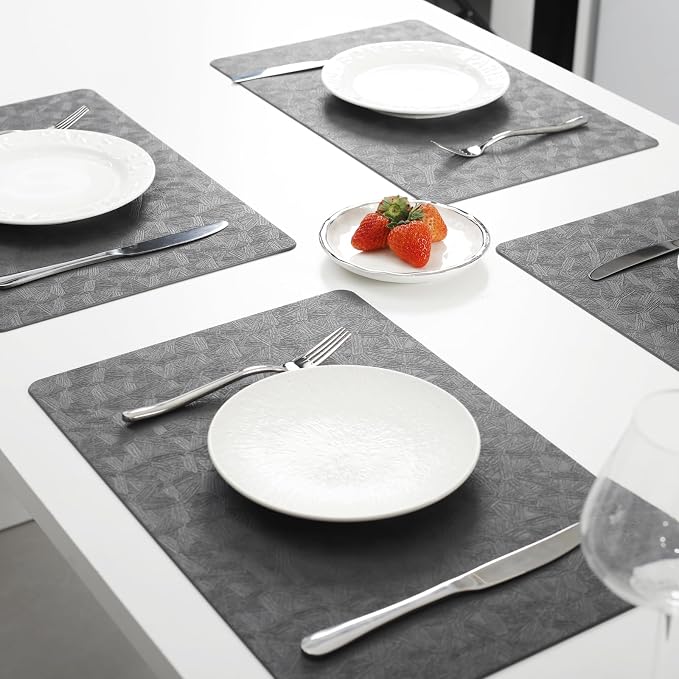 Vinyl Placemats Set of 8 Heat Resistant Easy Clean Non-Slip Place Mats - Image 6