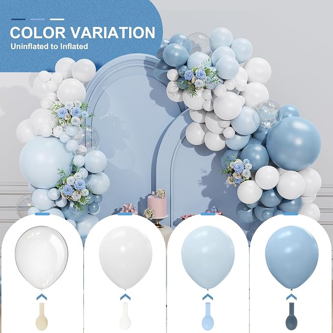 Dusty Blue Balloon Garland Arch Kit 156 Pcs Different Sizes 18 12 10 5 Inch - Image 7