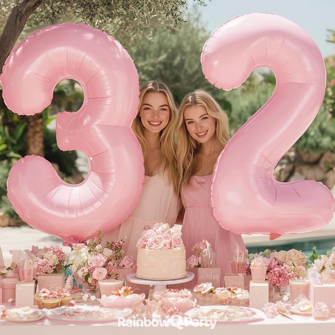 RainbowQ Pink 32 Balloon Number 40 Inch 0-40 Foil Large Balloons | Big Mylar 32 - Image 4