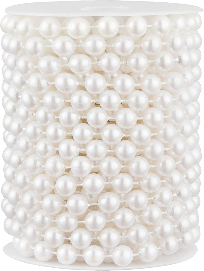 33 Feet Faux Pearl Beads Garland 10mm Craft String Pearls for Wedding Centerpiece Christmas Tree and Flowers Decoration DIY(White)