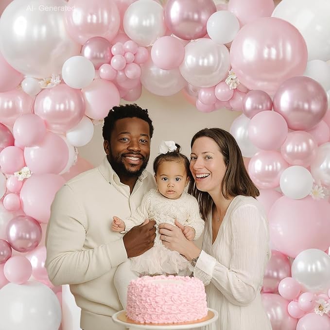 Pearl Pink White Balloons Arch Kit Double Stuffed, Party Decor. | Pastel/Light - Image 7