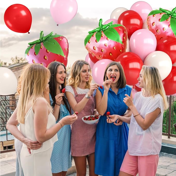 Strawberry Balloons, 12 Inch Red and Pink Balloons - Image 7